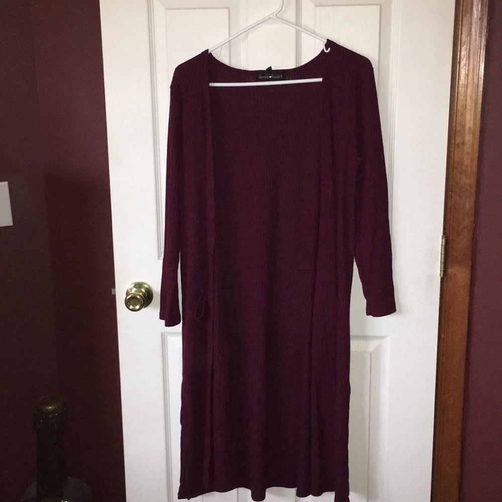 Long sleeve knee length cardigan